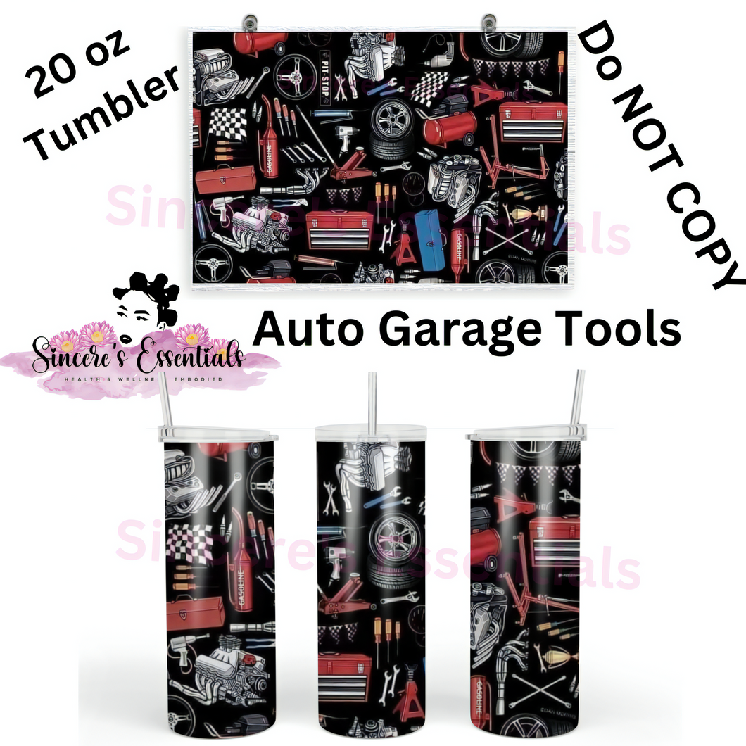 For the Love of ALL Things Cars! 20 oz Auto Garage Tools Design