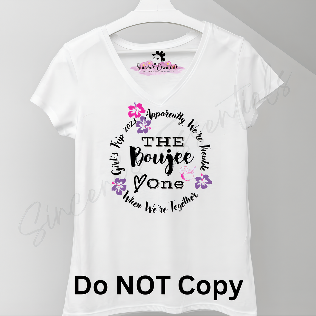 Girl's Trip- Design T-shirt!! (with flowers and exotic drink design): 