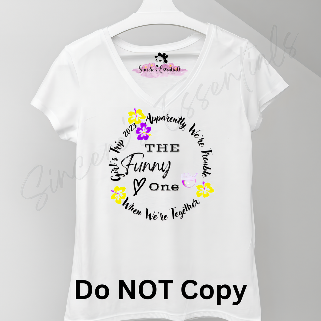 Girl's Trip- Design T-shirt!! (with flowers and exotic drink design): 