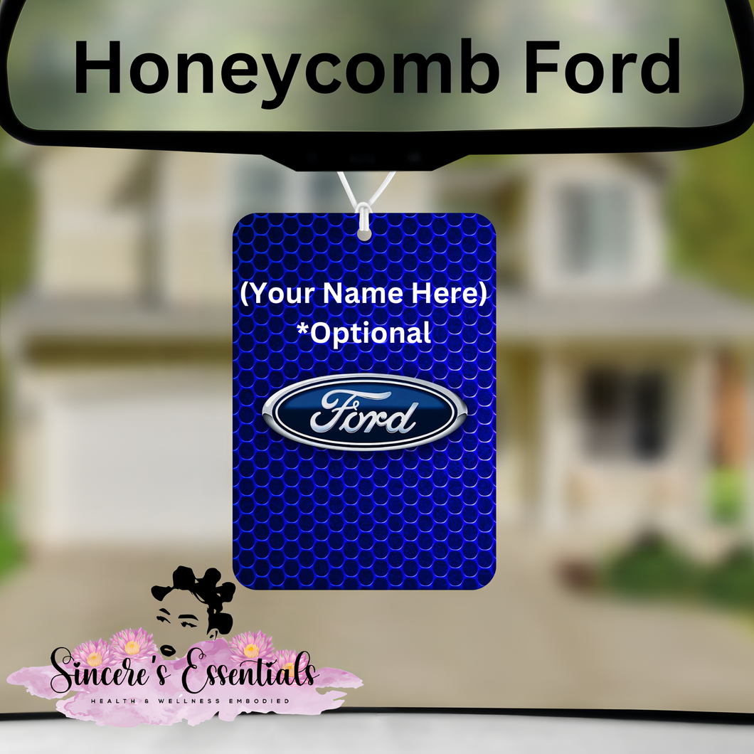Custom Car Air Freshener! Blue Honeycomb-Ford