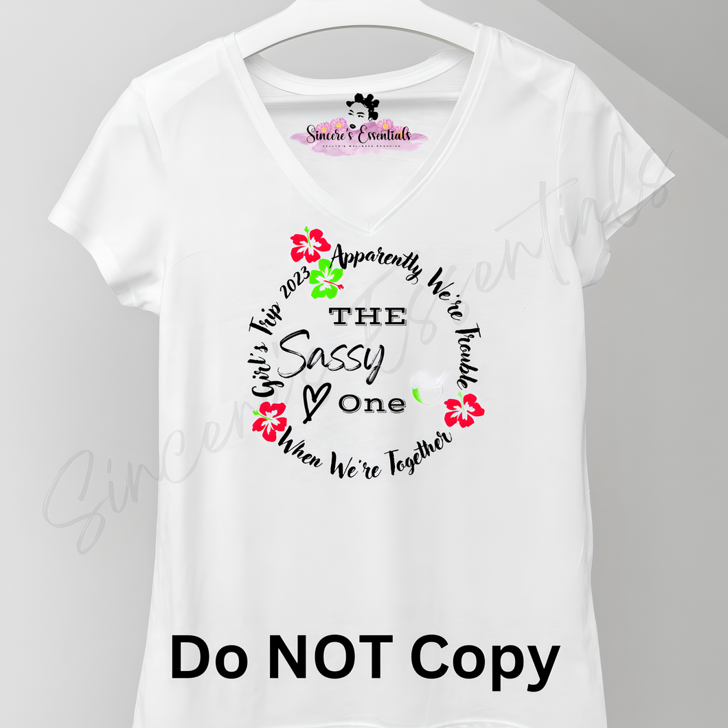 Girl's Trip- Design T-shirt!! (with flowers and exotic drink design): 